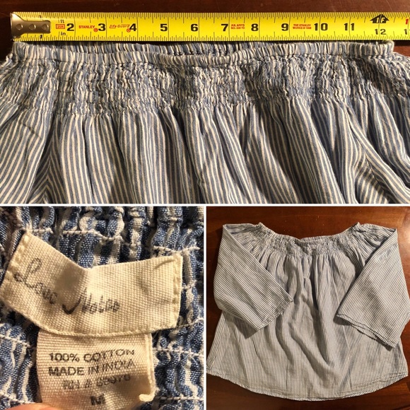 [Love Notes] Striped Chambray Peasant Blouse sz M - Picture 4 of 6